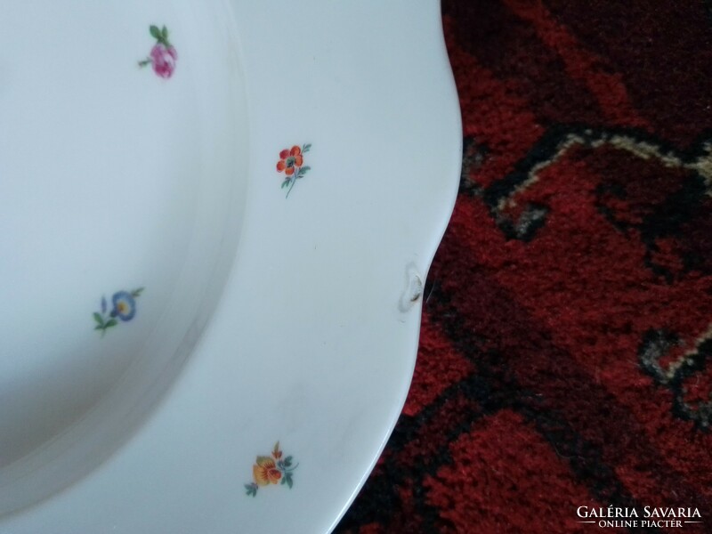 Antik régi Zsolnay porcelán étkészlet tányér készlet + kiöntő mini lekváros szószos virágminta