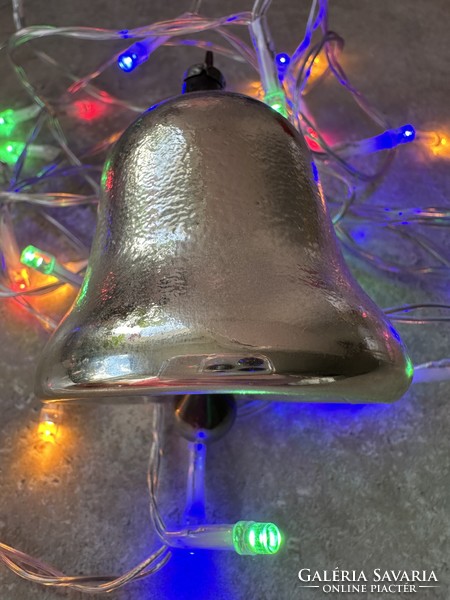 Action!!! Old large silver glass bell Christmas tree decoration