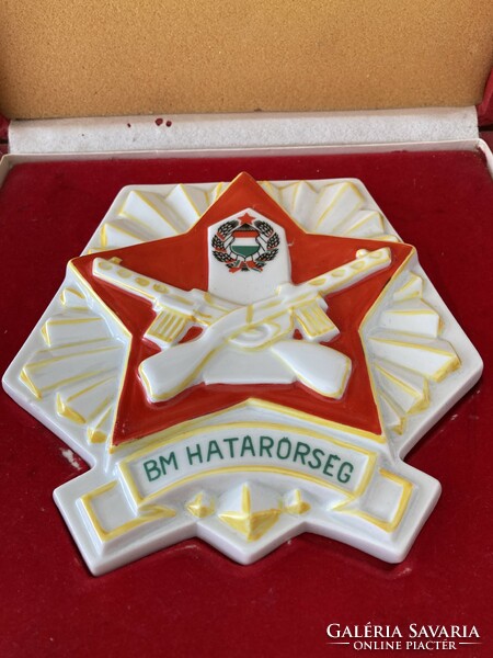 Hollóháza, bm border guard porcelain plaque