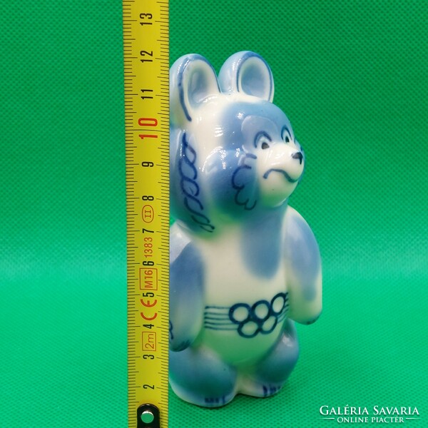 Rare collectible gzhel porcelain victor chizhikov misha teddy bear 1980 moscow olympics mascot figure