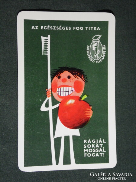 Kártyanaptár, Egészségügyi felvilágosítás, moss fogat ,grafikai rajzos, humoros, 1972,   (5)