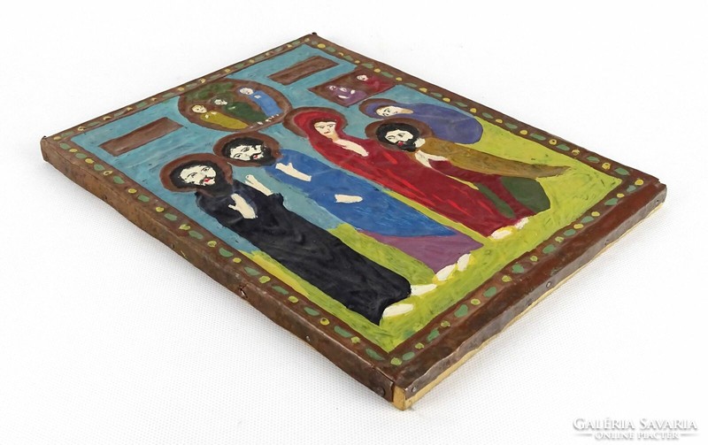 1Q176 painted red copper plate icon 27.5 X 20.5 Cm