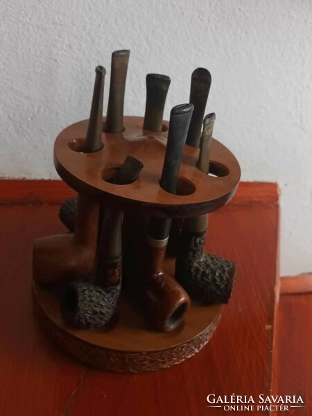 Pipe collection - antique pipe collection with holder