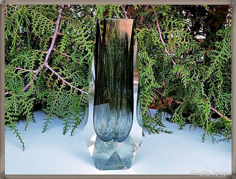 Olasz kézműves Murano Sommerso üveg váza