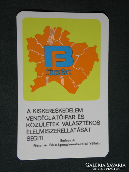 Kártyanaptár, Budapest, Füszért élelmiszer, fűszer,édesség vállalat, grafikai térképes, 1972,   (5)