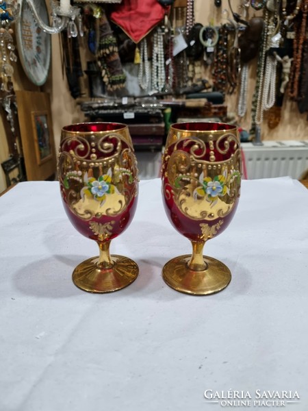 2 Czechoslovak gilded glass glasses..