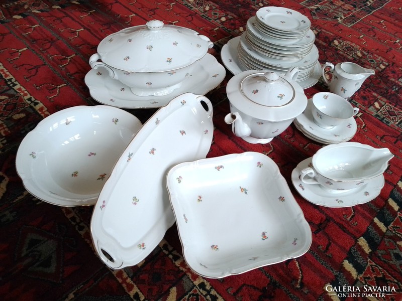 Antique old drasche porcelain tableware 30 pieces side dishes flat plate teapot small cake plate