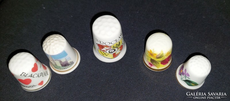 5 English porcelain thimbles