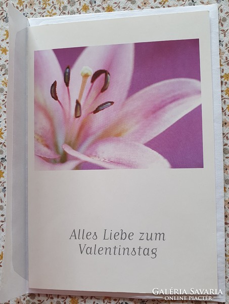 Valentin napi jókívánság képeslap borítékkal üdvözlőlap üdvözlőkártya postatiszta német liliom