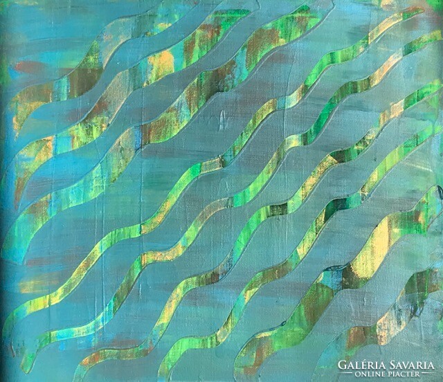 Waves 55x46cm abstract kortárs egyedi vászonkép