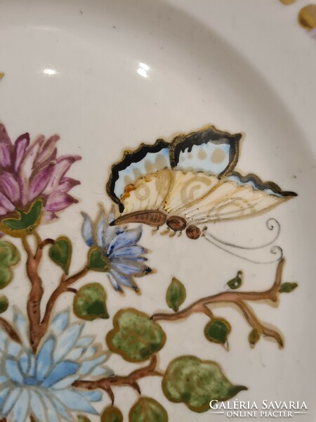 Antique Zsolnay hand-painted decorative bowl with shield seal