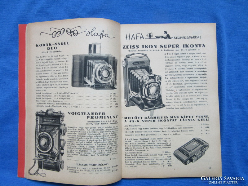 Old pictorial price list 1934. Hafa, camera, parts, radio, etc., 126 pages, rich image material