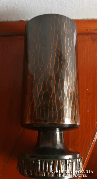 Szilágy Ildíko industrial bronze vase - red copper hand-hammered industrial art vase