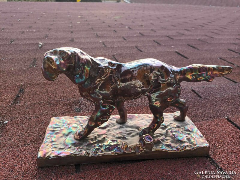 Eosin glazed color iron dog statue