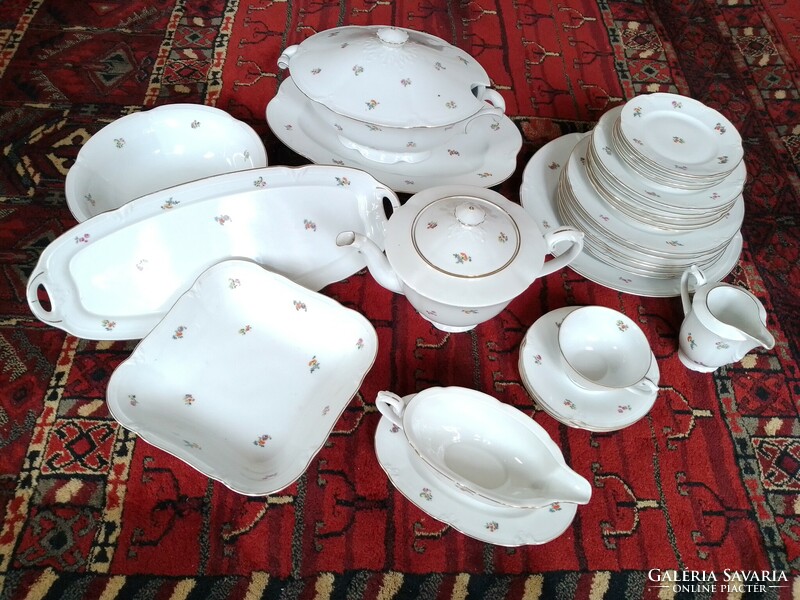 Antique old drasche porcelain tableware 30 pieces side dishes flat plate teapot small cake plate