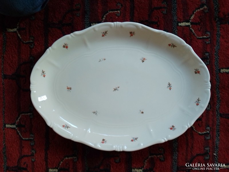 Régi elefántcsont színű Zsolnay porcelán tálaló kínáló ovális sültes tál virágminta
