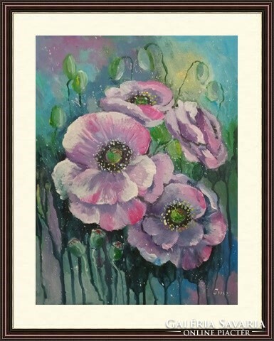 Purple flowers - modern painting