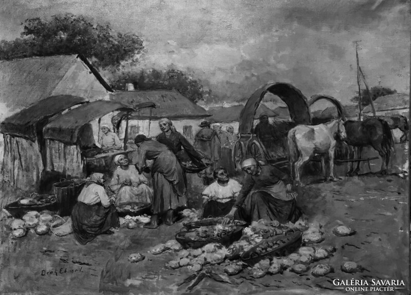 Lajos ébner Deák (1850-1934) - market scene