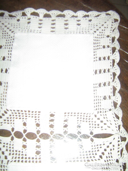 Beautiful handmade tablecloth with crochet edge and crochet insert