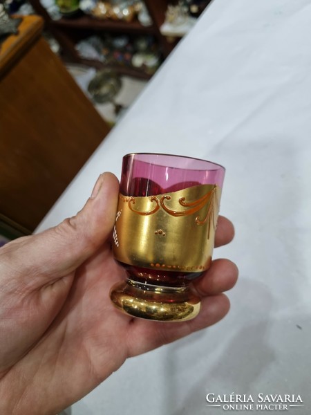 Czechoslovakian gilded glass goblet