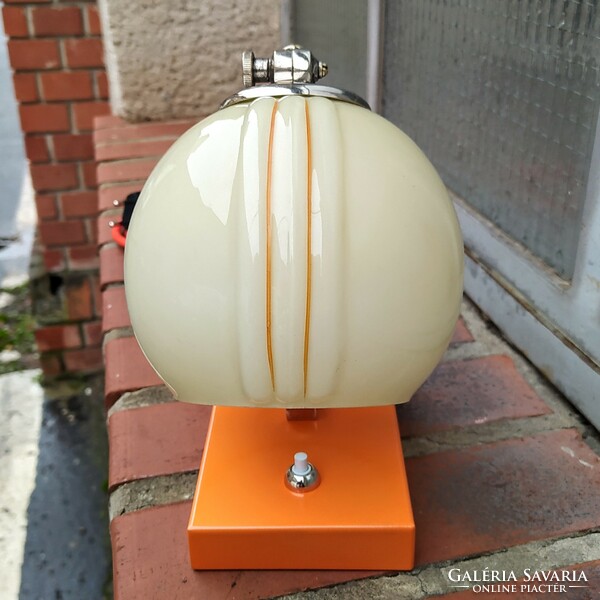 Art deco - streamline - bauhaus lamp renovated /nickel - orange/ - cream shade