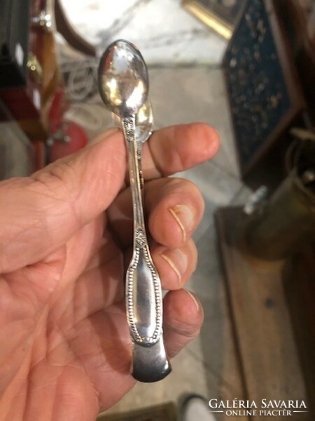 Silver sugar tongs, xix. Century, 15 cm piece.