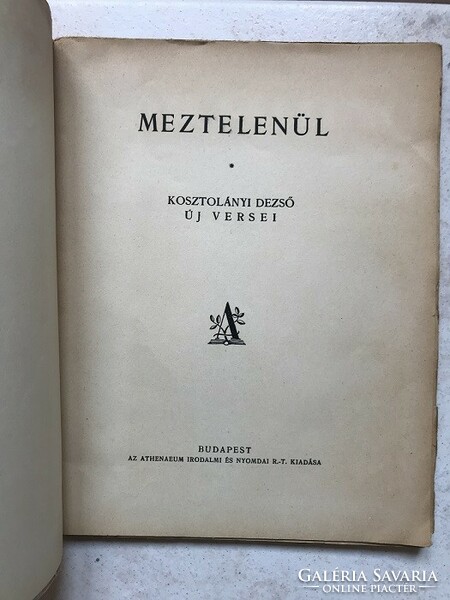Meztelenül - Kosztolányi Dezső új versei - Athenaeum