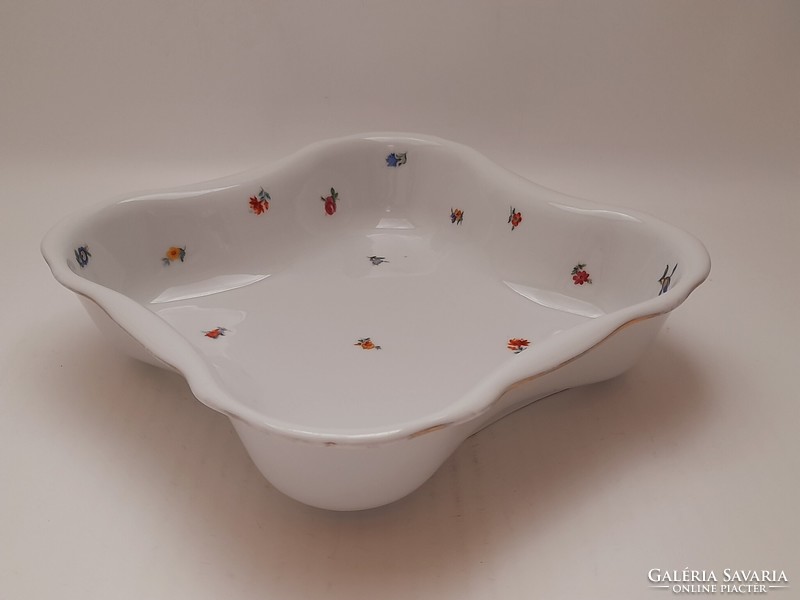 Zsolnay rectangular garnish serving bowl with small flower pattern