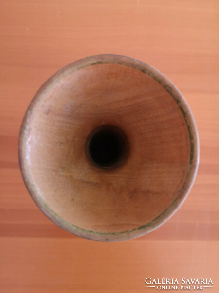 Folk carved and painted wooden vase, ornamental object