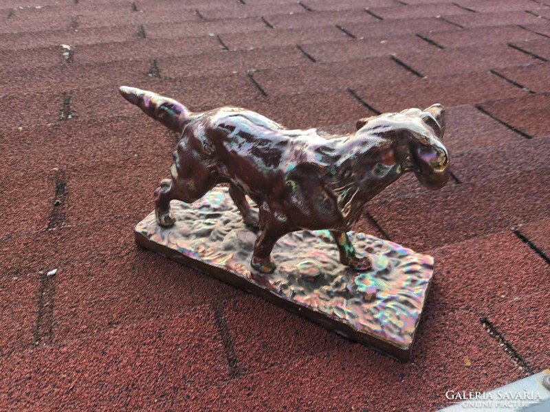 Eosin glazed color iron dog statue