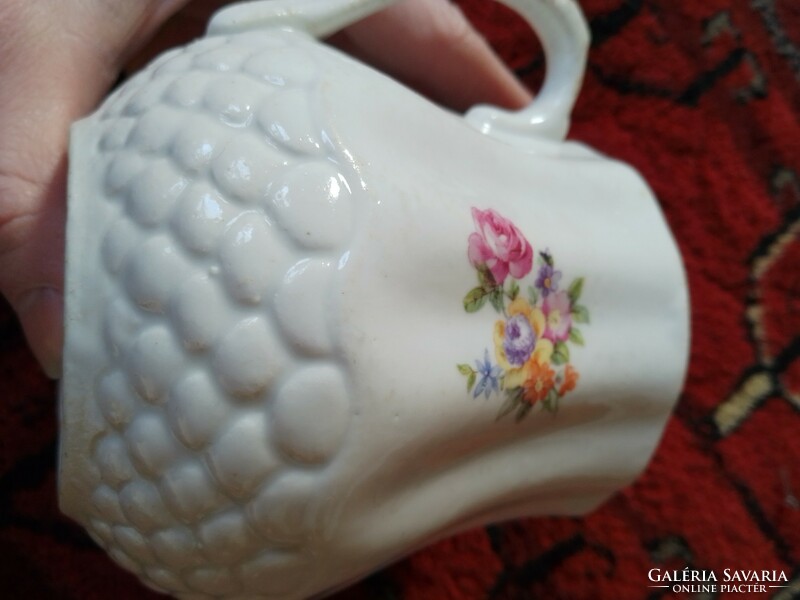 Antik szép régi porcelán füles csésze bögre csupor mezei virág minta Kőbányai Porcelángyár jelzett