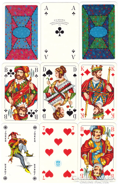 17. Francia kártya dupla pakli 104 + 6 joker Berlini kártyakép F.X.Schmid 1975 körül alighasznált