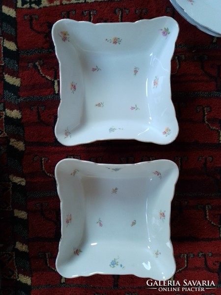 Antique old Czech porcelain serving set square side dish oval fried salt holder with sauce