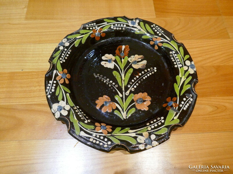 Antique Torda glazed earthenware plate, second half of the 19th century