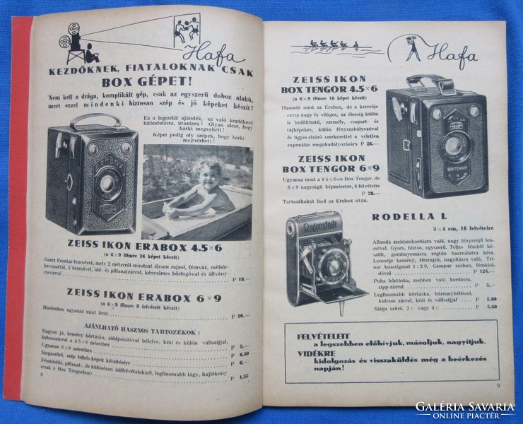 Old pictorial price list 1934. Hafa, camera, parts, radio, etc., 126 pages, rich image material