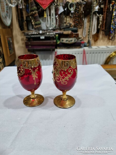 2 Czechoslovak gilded glass glasses..