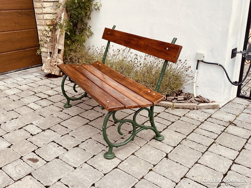 Antique cast iron garden bench renovated