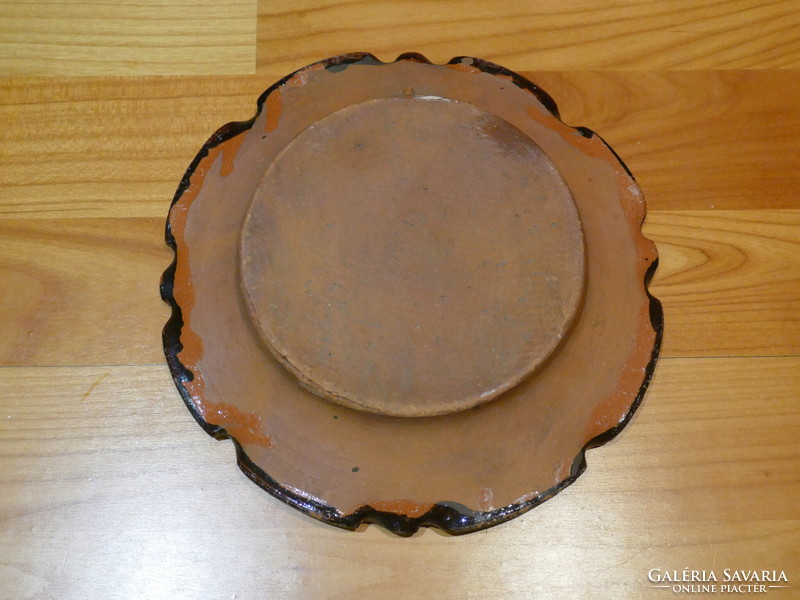 Antique Torda glazed earthenware plate, second half of the 19th century