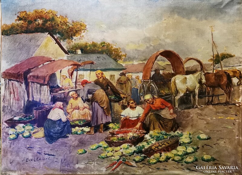 Lajos ébner Deák (1850-1934) - market scene