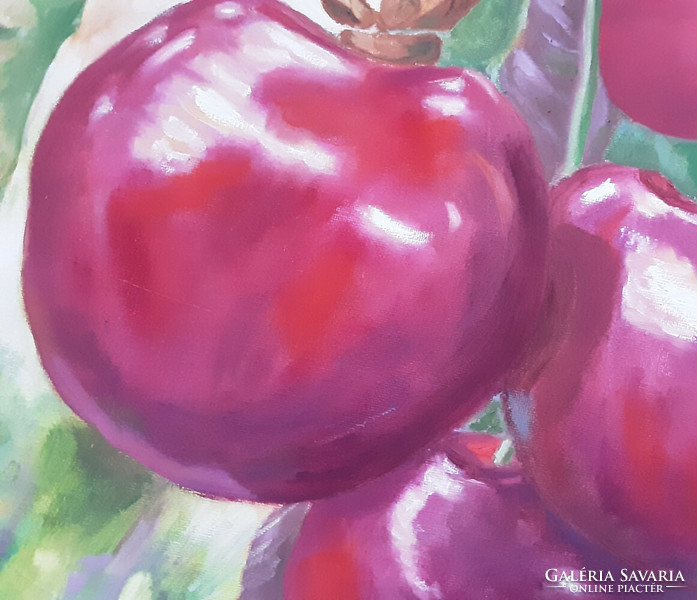 Antiipina galina: cherry berries, oil painting, canvas, 50x50cm