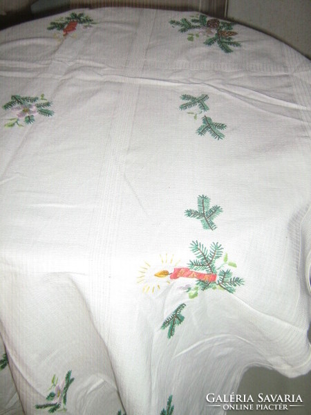 Beautiful hand-embroidered Christmas tablecloth