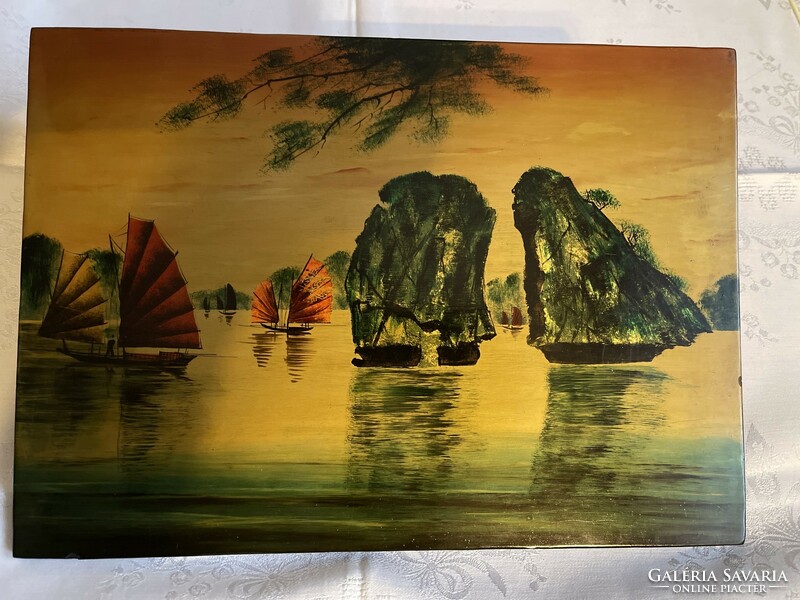 Very nice Chinese lacquer wood hand painted picture.