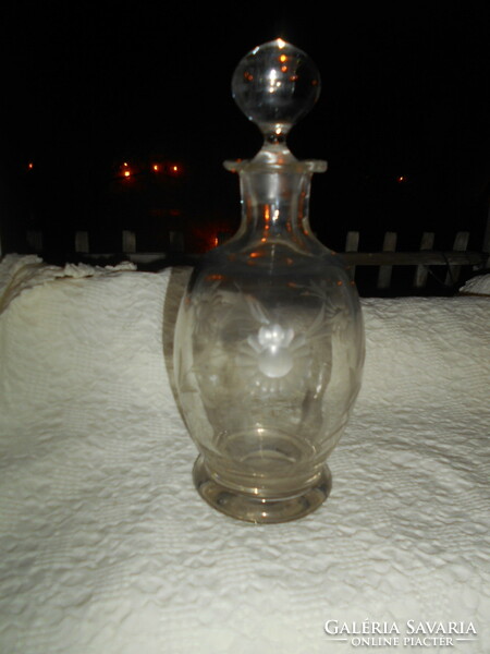 Antik csiszolt  súlyos  üveg palack-eredeti dugóval