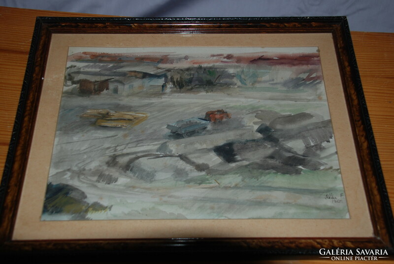 Kóka Ferenc szocreál akvarell az 50-es évekből 3 db egyben