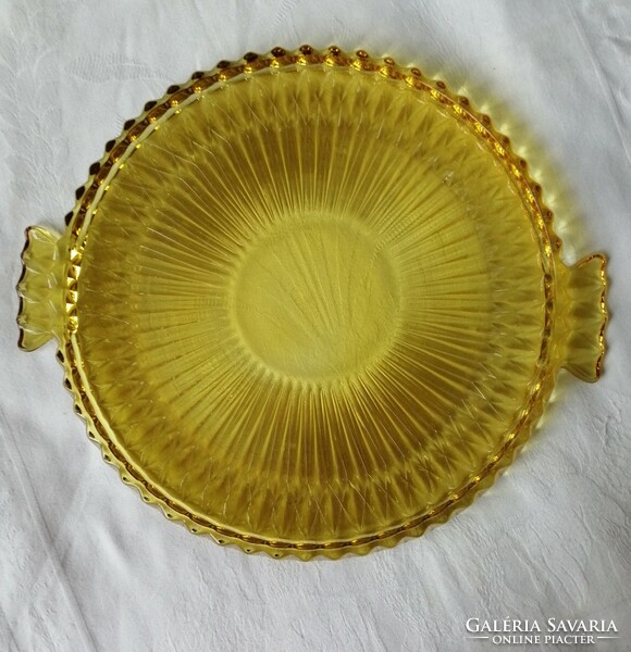 Part of amber glass tray whiskey set 34 cm