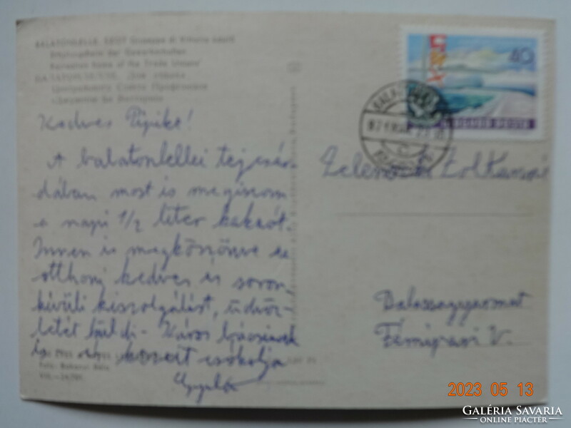 Old (retro) postcard: balatonlelle, sot giuseppe di vittorio holiday (1970)