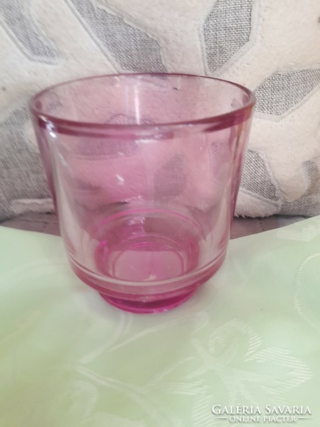 Pink glass vase 12 cm high