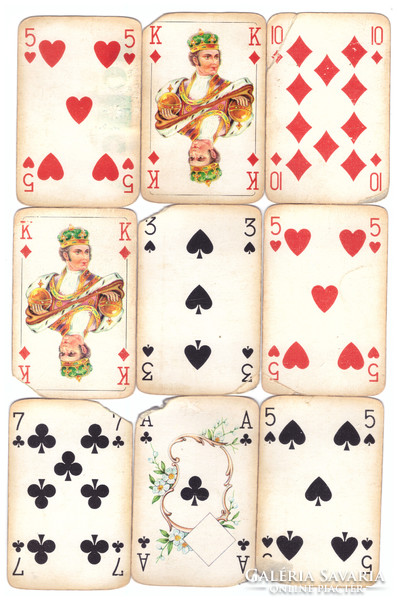 28. Francia kártya dupla pakli 104 + 6 joker Játékkártyagyár 1970 körül erősen használt