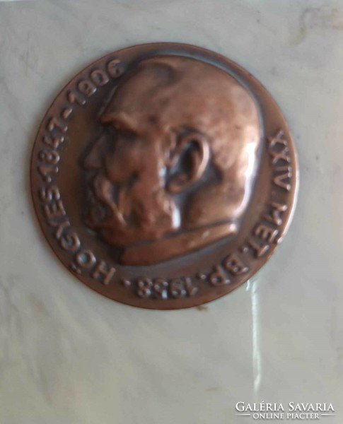Högyes Endre 1847-1906 bronz plakett márvány lapon