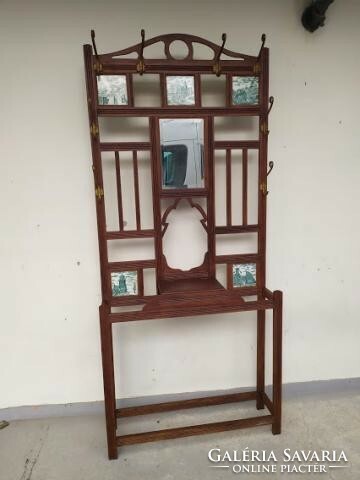 Antique mirrored coat hanger hardwood hall wall hall wall with tile inlay 3679